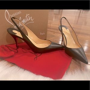 NEW Louboutin Black 38.5 / 8 Clare SlingBack Heel